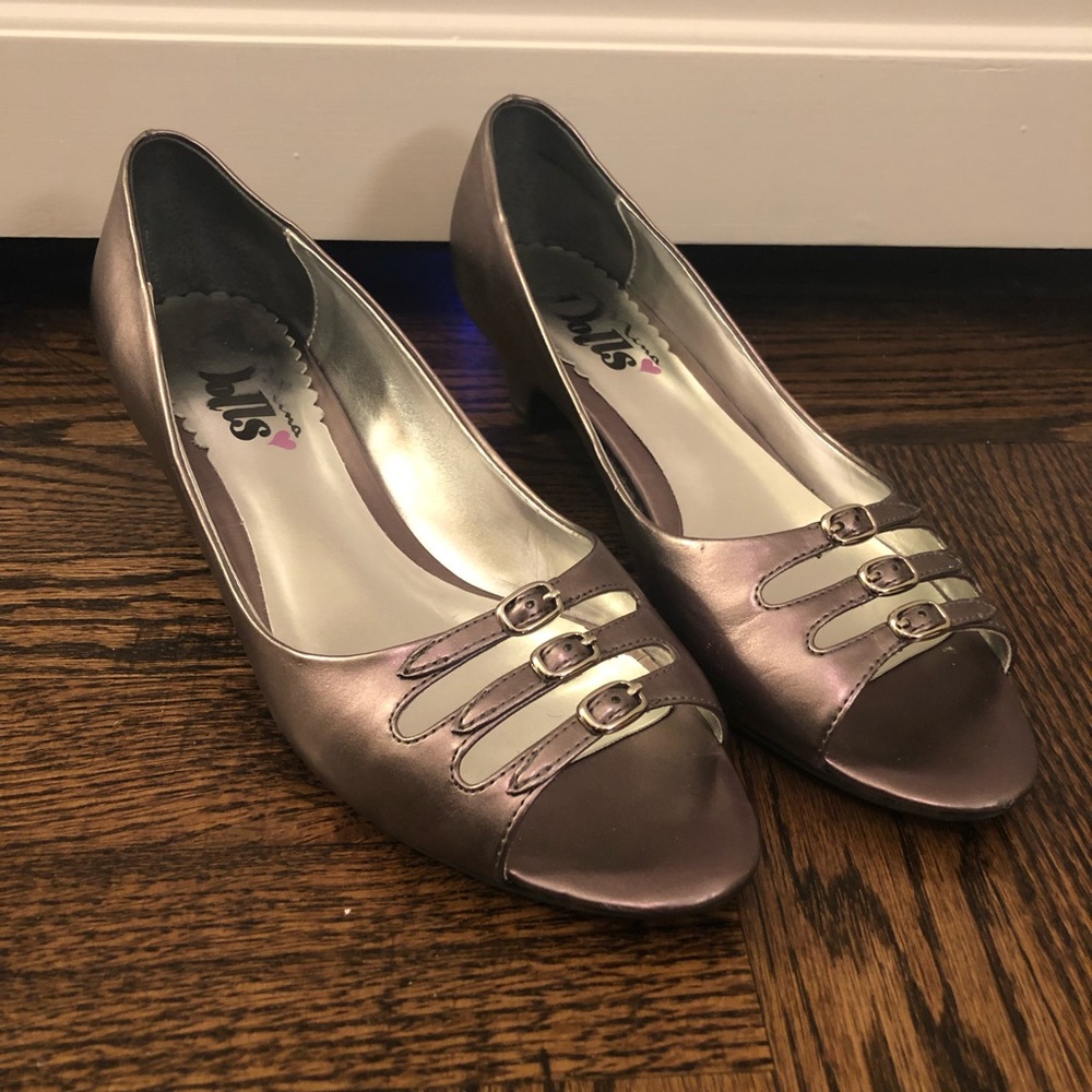 Nina Dolls Kitten Heel Silver Tuape
